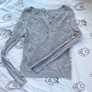 Aeropostale Gray Knit Top with Buttons